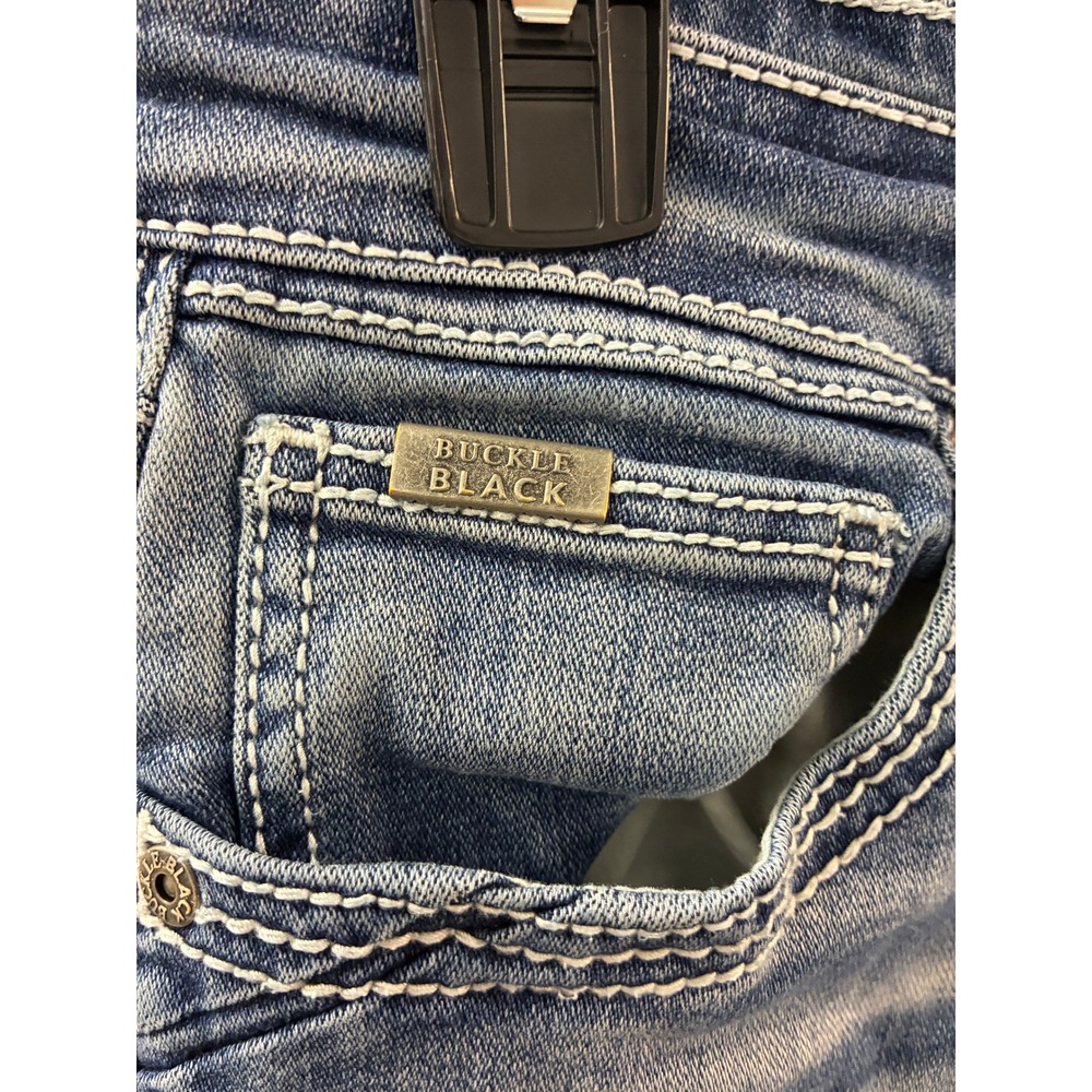 Buckle Black Fit No 3 Bootcut Slim Fit Mens Jeans Blue Whiskered 30x29 - Picture 7 of 10